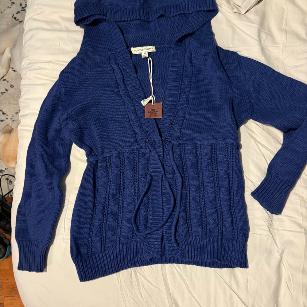 Poof Excellence Blue Hooded Cardigan